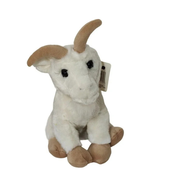 HugFun White Mountain Billy Goat Realistic Stuffed Animal Plush Toy 9 inch - Picture 1 of 9